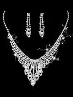 Ensemble de collier de mariage argent perles boucles doreilles et collier strass ensemble de bijoux de mariée