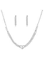 Ensemble de collier de mariage argent strass perlé coeur bijoux de mariée ensemble