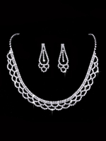Ensemble de collier de mariage argent strass perles ensemble de bijoux boucles doreilles de mariée et collier