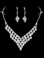 Ensemble de collier de mariage boucles doreilles en argent et collier ensemble de bijoux de mariée en strass