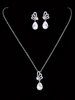 Ensemble de collier de mariage Ensemble de bijoux en argent avec strass