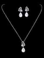 Ensemble de collier de mariage Ensemble de bijoux en argent avec strass