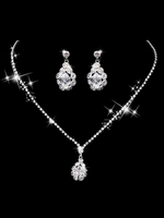 Ensemble de collier de mariage Ensemble de bijoux en argent et collier de strass