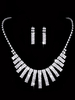 Ensemble de collier de mariage Ensemble de bijoux en strass argent Boucles doreilles et collier de mariée