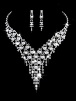 Ensemble de collier de mariage glands dargent perles de strass ensemble de bijoux vintage boucles doreilles de mariée et collier