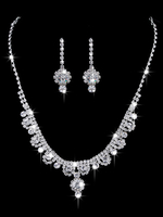 Ensemble de collier de mariée en argent strass perles ensemble de bijoux de mariage