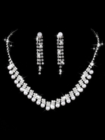 Ensemble de collier en argent Ensemble de bijoux de mariage en perles de strass