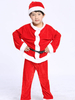 Ensemble De Costumes De Père Noël Cosplay Unisexe En Fibre De Polyester Rouge Bloc De Couleur Costumes Cadeaux Noël
