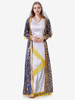 Ensemble de costumes de vacances à imprimé floral pour femmes bleues rétro pardessus couvre-chef