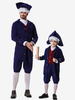 Ensemble de costumes de vacances rétro pour enfants bleu foncé avec pantalon et chapeau
