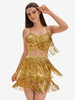 Ensemble De Danse Latine À Paillettes Dorées Franges Sexy Costume De Danse