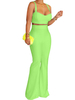 Ensemble de deux pièces vert herbe Sexy bretelles dété cou Crop Top et pantalon tenue pour les femmes