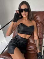 Ensemble De Jupes De Vêtements Pour Femmes Noir Sexy Décontracté Deux Pièces