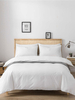 Ensemble de literie 3 pièces coton blanc couleur unie fournitures de chambre à coucher drap de lit housse de couette taie doreiller