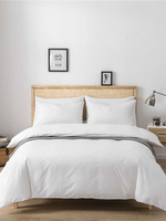 Ensemble de literie 3 pièces coton blanc couleur unie fournitures de chambre à coucher drap de lit housse de couette taie doreiller
