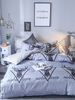 Ensemble de literie 3 pièces en fibre de polyester gris clair drap de lit housse de couette taie doreiller fournitures de chambre à coucher