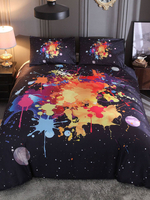 Ensemble de literie 3 pièces en fibre de polyester noir drap de lit housse de couette taie doreiller