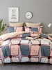Ensemble de literie 3 pièces en fibre de polyester rose à carreaux imprimés fournitures de chambre à coucher