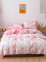 Ensemble de literie Chic 3 pièces en fibre de polyester rose Fournitures de chambre à coucher de mode