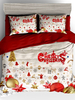 Ensemble de literie de noël 3 pièces en fibre de polyester drap de lit blanc housse de couette taie doreiller fournitures de chambre à coucher