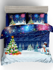 Ensemble de literie de noël 3 pièces en fibre de polyester drap de lit bleu océan housse de couette taie doreiller fournitures de chambre à coucher