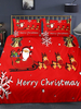Ensemble de literie de noël 3 pièces en fibre de polyester drap de lit rouge housse de couette taie doreiller fournitures de chambre à coucher