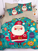 Ensemble de literie de noël 3 pièces en fibre de polyester drap de lit vert housse de couette taie doreiller fournitures de chambre à coucher