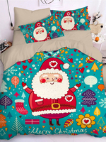 Ensemble de literie de noël 3 pièces en fibre de polyester drap de lit vert housse de couette taie doreiller fournitures de chambre à coucher
