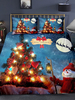 Ensemble de literie de Noël Chic 3 pièces en fibre de polyester rouge Fournitures de chambre de vacances de Noël