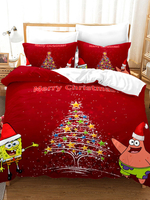 Ensemble de literie de Noël Fashion 3 pièces en fibre de polyester SpongeBob SquarePants Literie