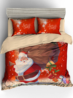 Ensemble de literie de Noël Literie à motifs de Noël en fibre de polyester 3 pièces