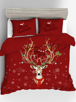 Ensemble de literie de Noël Literie de Noël rouge en fibre de polyester 3 pièces