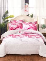 Ensemble de literie Fabuleux 3 pièces en fibre de polyester rose drap de lit housse de couette taie doreiller literie
