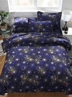 Ensemble de literie Grace 3 pièces en fibre de polyester bleu marine étoiles Fournitures de literie