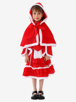 Ensemble De Noël Fille Robe Rouge Cape Costumes De Vacances Déguisement