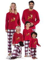 Ensemble de Noël pour femme; mélange de coton rouge; motif de Noël; costumes de vacances de Noël