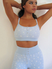 Ensemble De Pantalons À Imprimé Floral Bleu Boutons Deux Pièces Décontractés