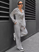 Ensemble de pantalons gris clair décontracté streetwear en polyester