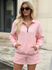 Ensemble de pantalons rose streetwear en polyester avec fermeture éclair et décontracté
