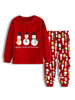 Ensemble de pyjama de Noël pour enfants; pantalon de bonhomme de neige rouge et ensemble haut 2 pièces Déguisements Halloween