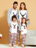 Ensemble de pyjamas de famille de Noël en mélange de coton blanc Motif de Noël Costumes de vacances Vêtements dintérieur