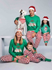 Ensemble de pyjamas de Noël en fibre de polyester verte et coton Motif de Noël Costumes de vacances Homewear