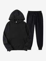 Ensemble De Sport À Capuche Pantalon Noir Football Entraînement Confortable