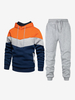 Ensemble de sport deux pièces pour homme sweat-shirt à capuche et pantalon décontractés en patchwork