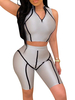 Ensemble de survêtement deux pièces Rayures Biker Athletic Summer Women Outfit