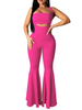 Ensemble deux pièces - Crop top rose avec pantalon évasé à superpositions conscient du corps