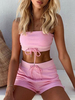 Ensemble deux pièces en coton bandeau dété avec un short pour femmes