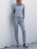 Ensemble deux pièces gris polyester décontracté printemps manches longues col rabattu tenue femme