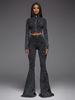 Ensemble deux pièces pour filles chaudes haut court à col haut et pantalon évasé tenue de printemps 2025