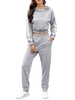 Ensemble deux pièces Sweat-shirt à capuche gris clair avec poches à blocs de couleur avec pantalon Tenue femme
